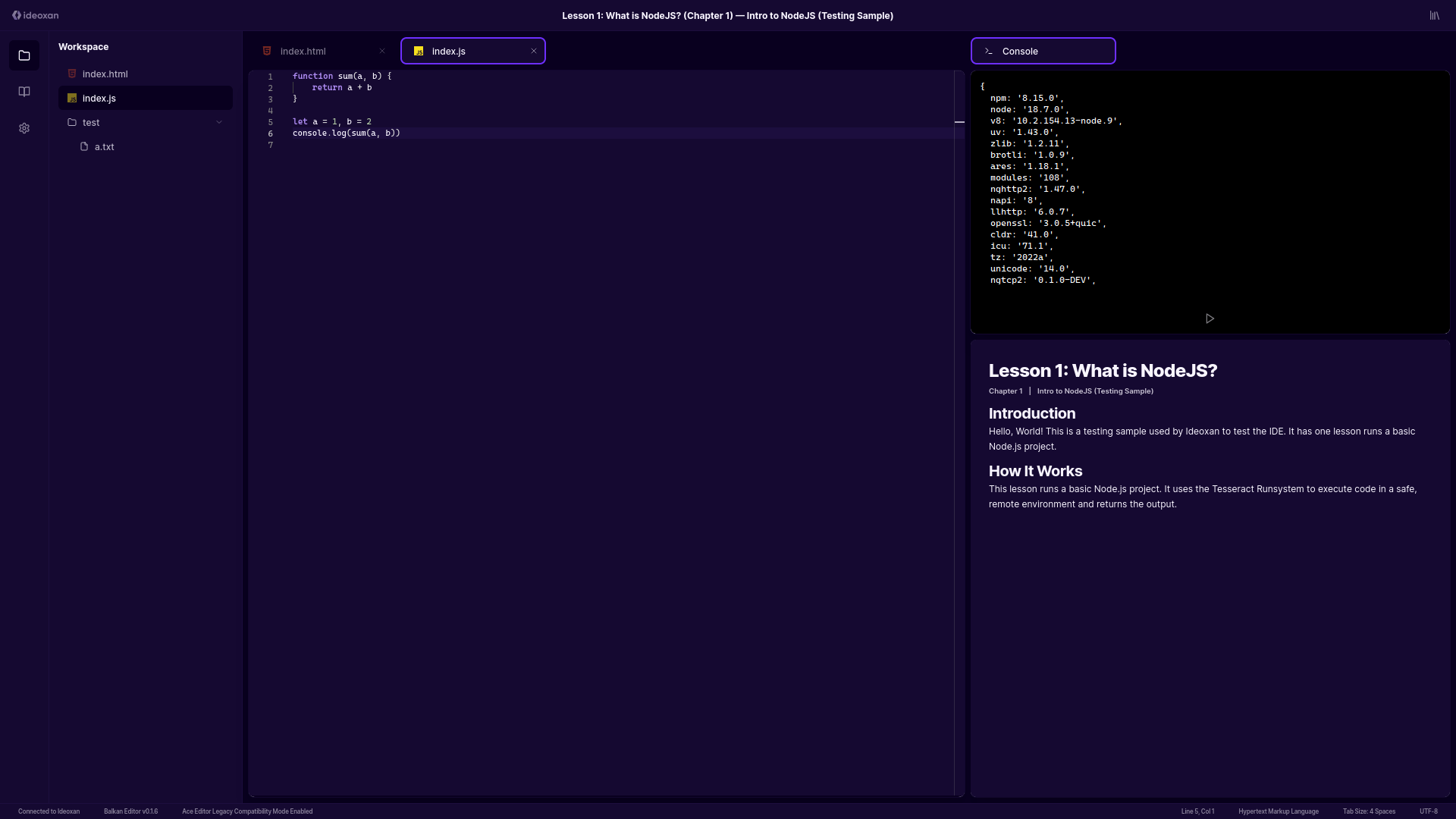 A screenshot of the Ideoxan Editor